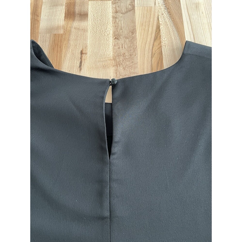 Pleione Short Sleeve High Low Shiny Knit Top Blouse Flowy Elegant Black XL - Picture 3 of 7